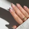 Uñas de Arte de Uñas Más Vendidas Transfronterizas, Uñas Postizas Sencillas, Estilo Fresco, Uñas Almendradas de Longitud Media, Uñas Postizas Color Sólido Ojo de Gato Venta al por Mayor
