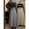 Falda Gruesa de Línea A con Forro de Felpa para Mujer, Nueva Colección Otoño e Invierno 2025 Estilo Coreano Cintura Alta Adelgazante que Cubre las Caderas Falda Larga Versátil