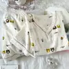 Yunduo Algodón Pijama Nuevo para Mujer Primavera y Verano Toma Real Verano Dulce Jersey Cuello en V Manga Corta Conjunto de Ropa para el Hogar