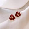 Nuevos pendientes triangulares vintage color vino tinto para otoño e invierno, pendientes con pasador de plata 925 para mujer, nuevos pendientes de moda 2022