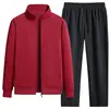 Traje Deportivo Casual de Moda Primavera para Hombre Conjunto de Dos Piezas Cárdigan con Cuello Alto Pantalones Jogger de Pierna Recta Cálido y Cómodo