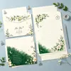 Papel de carta verde original, alto atractivo estético, tarjeta de felicitación escrita a mano con flores de gardenia, set de cartas de amor estilo ins