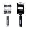 Pente Curvo Grande de Cerdas de Javali para Homens, Escova Raquete Volumizadora para Styling, Escova de Cabelo Massageadora, Escova Portátil para Styling e Modelar Cabelo