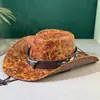 Hebilla de Remache para Cinturón de Piel de Vaca Sombrero Jazz para Hombres y Mujeres Primavera, Verano y Otoño Viajes al Aire Libre Sombrero para el Sol Ala Ancha Sombrero de Vaquero Occidental de Xizang