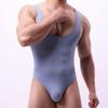 Ropa interior deportiva de una sola pieza para hombre ligera y cómoda superventas diseño de color sólido medio simple moda mallas para correr