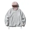 Camiseta Funcional Negra de Flota Personalizada Otoño-Invierno de Felpa Holgada para Exteriores de Manga Larga con Protección Integrada para el Cuello, Secado Rápido, Protección Solar
