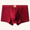 Cueca boxer de algodão vermelha para homens trazerem boa sorte em seu ano zodiacal, um presente de casamento festivo para namorado ou marido