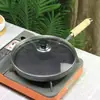 Sartén de Hierro Fundido Sin Recubrimiento Antiadherente Plancha para Pancakes Bandeja para Hornear Pizza Fábrica