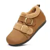 Novidades de Inverno Casual Retrô Versátil Tira com Fivela Sapatos de Algodão Birkenstock Borda em Camurça Sola Grossa Forro de Lã Velcro Sapatos Femininos
