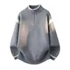 Suéter de punto con cremallera a mitad de camino y cuello alto grueso estilo coreano, novedad de invierno 2026, prenda exterior de punto de moda para hombre