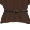 AliExpress europeo más vendido moda europea top de punto liso con cinturón