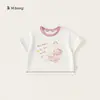 Roupas Infantis Bangxuan Camiseta para Meninas Algodão Respirável Manga Curta Infantil Gato Estampado Pulôver Moda Verão para Crianças Pequenas