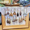 Nuevos Pendientes Retro Europeos y Americanos Mori de Gama Alta Creativos Largos de Madera con Borla de Fruta Seca Natural Estilo Étnico
