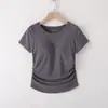 Nueva Camiseta de Manga Corta para Primavera y Verano con Almohadillas en el Pecho, Tejido de Canalé, Dobladillo Fruncido y Diseño de Media Manga para Usar como Prenda Exterior