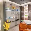 Estante de Almacenamiento Redondo de Aleación de Aluminio Tipo Colgante de Piso a Techo Poste de Soporte Estantería Metálica Soporte de Almacenamiento de Poste Colgante Minimalista