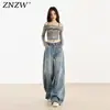 Jeans de Mujer de Color Claro 2025 Tendencia Nuevo Verano para Mujer Estilo Retro Americano Desgastados Holgados de Pierna Ancha
