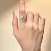 Anillo abierto de diseño personalizado estilo coreano con cielo estrellado, totalmente incrustado de diamantes, de lujo ligero, diseño de anillo exquisito y versátil para mujer