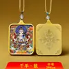 Collar Colgante Thangka Nuevo Estilo Pintado a Mano con Incrustaciones de Oro Presentando las Ocho Deidades Guardianas, un Símbolo de Paz, Tendencia de Moda Personalizada Europea y Americana