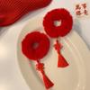Outono e inverno novos acessórios para o cabelo das crianças de pelúcia vermelha do cabelo das crianças anel de cabeça de bola acessórios para o cabelo de ano novo Big Red Bell
