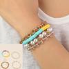 Amazon transfronterizo nuevo pulsera de cristal de cuentas redondas pequeñas doradas, pulsera de fútbol, cuentas cortadas de esmalte de colores, paquete de 4, cadena para mujer