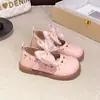 Zapatos Mary Jane Dulces con Lazo para Niñas Estilo Primavera y Otoño 2025 Suela Suave Zapatos Individuales Calados para Bebés y Niños Zapatos de Princesa a la Moda