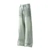Nb123 Jeans Americano High Street Unissex High-End Lavado Nostálgico com Design de Bigode de Gato Rasgado Jeans Largo Cruzado