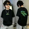 Camiseta infantil para niños, patchwork a rayas de manga larga, nuevo estilo otoño 2026, algodón puro para niños, top falso de dos piezas para niños medianos y grandes