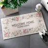 Felpudo de Flores Pintado a Mano Estilo Americano, Alfombra Roja Redonda de Malla, Felpudo de Anillo de Seda, Felpudo Grueso para Exteriores con Flores