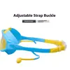 Gafas de natación para niños, Marco grande, Alta definición, Impermeables, Antiniebla, Tapones para los oídos de silicona integrados, Unisex, Gafas de natación transfronterizas