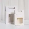 Caja de Regalo de Cartón Blanco Sólido Color Simple Tridimensional Portátil con Ventana Pantalla Transparente Caja de Embalaje para Regalo Venta al por Mayor
