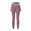 Ropa Deportiva para Mujer Ropa de Yoga Top Corto de Manga Larga Conjunto de Dos Piezas Falsas Pantalones de Fitness Gimnasio Carrera Matutina Entrenamiento Conjunto de Dos Piezas