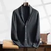Nuevo Cárdigan de Punto de Cachemira para Otoño e Invierno para Hombre, Moda de Lujo Ligero, Cuello de Fruta Verde, Holgado, Casual, Chaqueta Suéter Gruesa de Lana