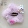 Clip para el pelo de peluche de conejito lindo estilo chica dulce cremoso, clip de pentagrama, pinza para el pelo, clip para el pelo de dibujos animados para niños para otoño e invierno