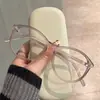 Armazón de Gafas Pequeño de Gama Alta para Mujer con Graduación Marco Negro Tr90 Gafas Ojo de Gato Lisas Anti-Luz Azul Marco para Miopía