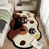 Alfombra de Cama de Terciopelo de Cristal con Dibujos de Cachorros, Alfombra de Dormitorio Antideslizante Absorbente de Agua con Forma Especial, Felpudo de Cama para el Hogar, Alfombra Refrigerante