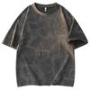 Camiseta deportiva informal de manga corta con cuello redondo, suelta, estilo americano, retro, con efecto tie-dye gradual, talla grande, novedad de verano de 2025