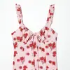 Vestido tipo camisola de la marca Z para venta transfronteriza, popular diseño estampado, moda de AliExpress, ropa europea y americana para mujer con volantes, tela elástica floral, ZA