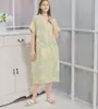 Novo Estilo Algodão Puro Jacquard Gaze Dupla Camada Camisola para Mulheres, Primavera e Verão Fina Tamanho Grande Manga Curta Longa Vestido de Casa Venda por Atacado