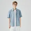 APO Roupa Masculina Camisa Jeans de Manga Curta Masculina Verão Moda de Rua Solta Lapela Versátil Casual Camisa Top