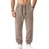 A nova coleção outono/inverno da Amazon para a Europa e os EUA: calças de moletom esportivas masculinas em camurça, cor sólida, cintura elástica, calças compridas casuais
