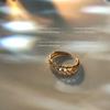 ¡Sácalo para hacer estallar la calle! Anillo de circonita microincrustada Anillo abierto ajustable elegante y genial estilo japonés y coreano para mujer