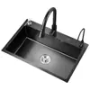 Fabricante Original Black Diamond Acero Inoxidable Fregadero Doméstico Fregadero de Cocina Lavabo para Lavar Verduras Un Solo Seno Integrado