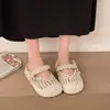 Mules Retro Estilo Birkenstock con Lazo de Perlas para Uso en Exteriores, Nuevo Modelo Verano 2026, Zapatillas Mary Jane de Malla con Suela Gruesa