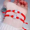 Pulseira de Prata Esterlina 999 Pé de Prata Espessado Miffy Coelho Pulseira de Corda Vermelha Pulseira Coelho do Zodíaco Este Ano Drenagem Estilo Quente