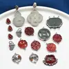 Plata de Ley Piedra Incrustada Zafiro Ágata Palabra Feliz Calabaza Flor Pequeña Calabaza Colgante Accesorios Retro Viejo Bricolaje Materiales Hechos a Mano