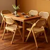 Silla de Madera Maciza Fabricante Silla Plegable de Ratán Antigua Retro Silla de Comedor Plegable de Lujo Ligero para Ocio en Casa Respaldo