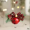 Decoración Navideña Lazo Campana Exhibición de Ventana Colgante para Árbol de Navidad Accesorios Hechos a Mano DIY Campana de Metal Adorno Colgante
