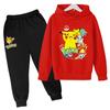 Conjunto de Moletom Infantil Meninos e Meninas Pikachu Moletom Pulôver Casual Moderno Fofo Novo Estilo
