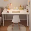 Escritorio de computadora de estilo minimalista cuidadosamente seleccionado, mesa blanca pequeña para uso doméstico, mesa de comedor, tocador de dormitorio, escritorio para estudiante en casa de alquiler