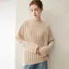 26 Suéter Casual de Cachemira 100% para Mujer Otoño/Invierno, Tejido de Punto Trenzado, Cuello Redondo, Jersey, Corte Holgado, Suéter de Tacto Relajado